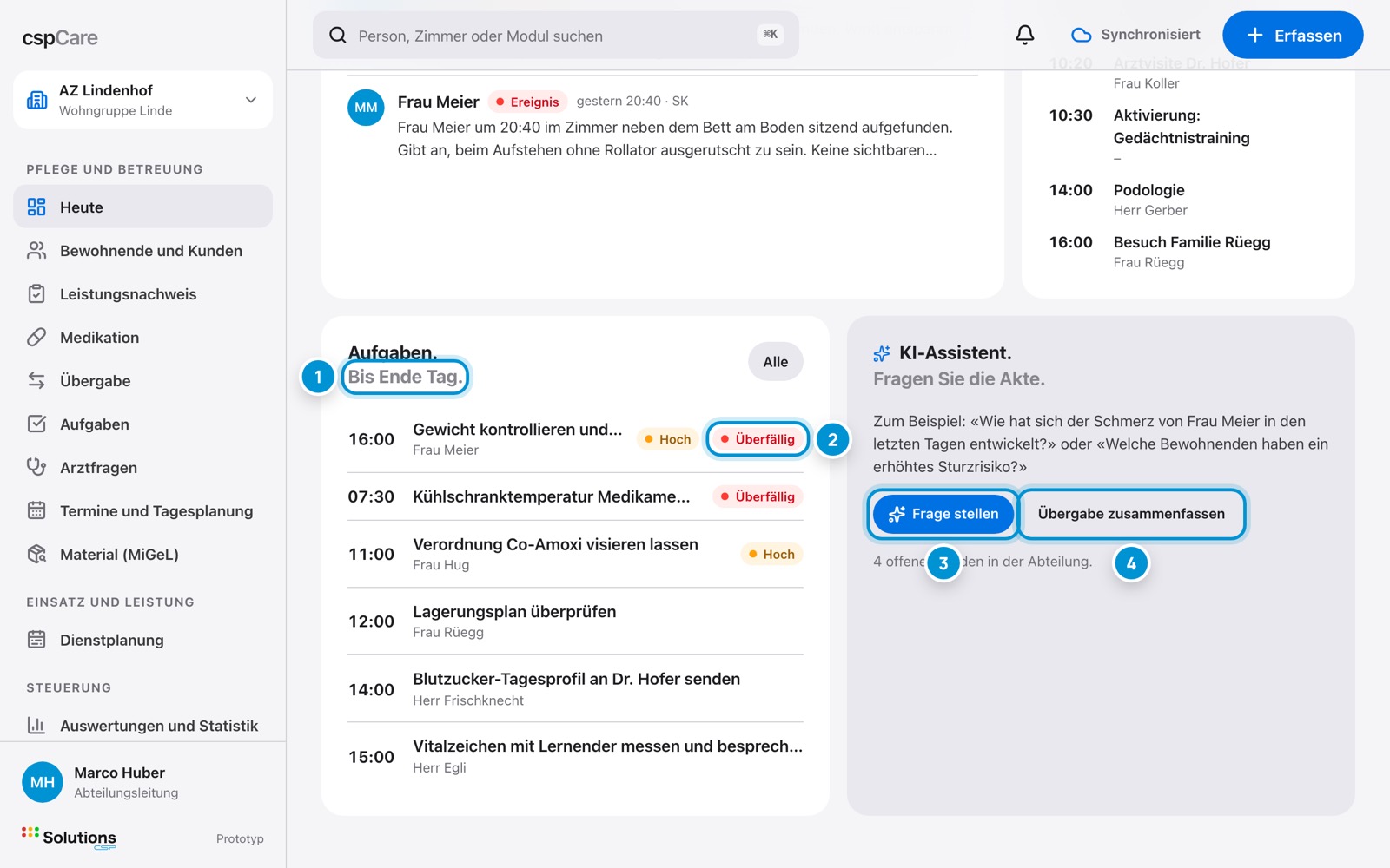 Aufgaben und KI. Weiter unten auf «Heute».