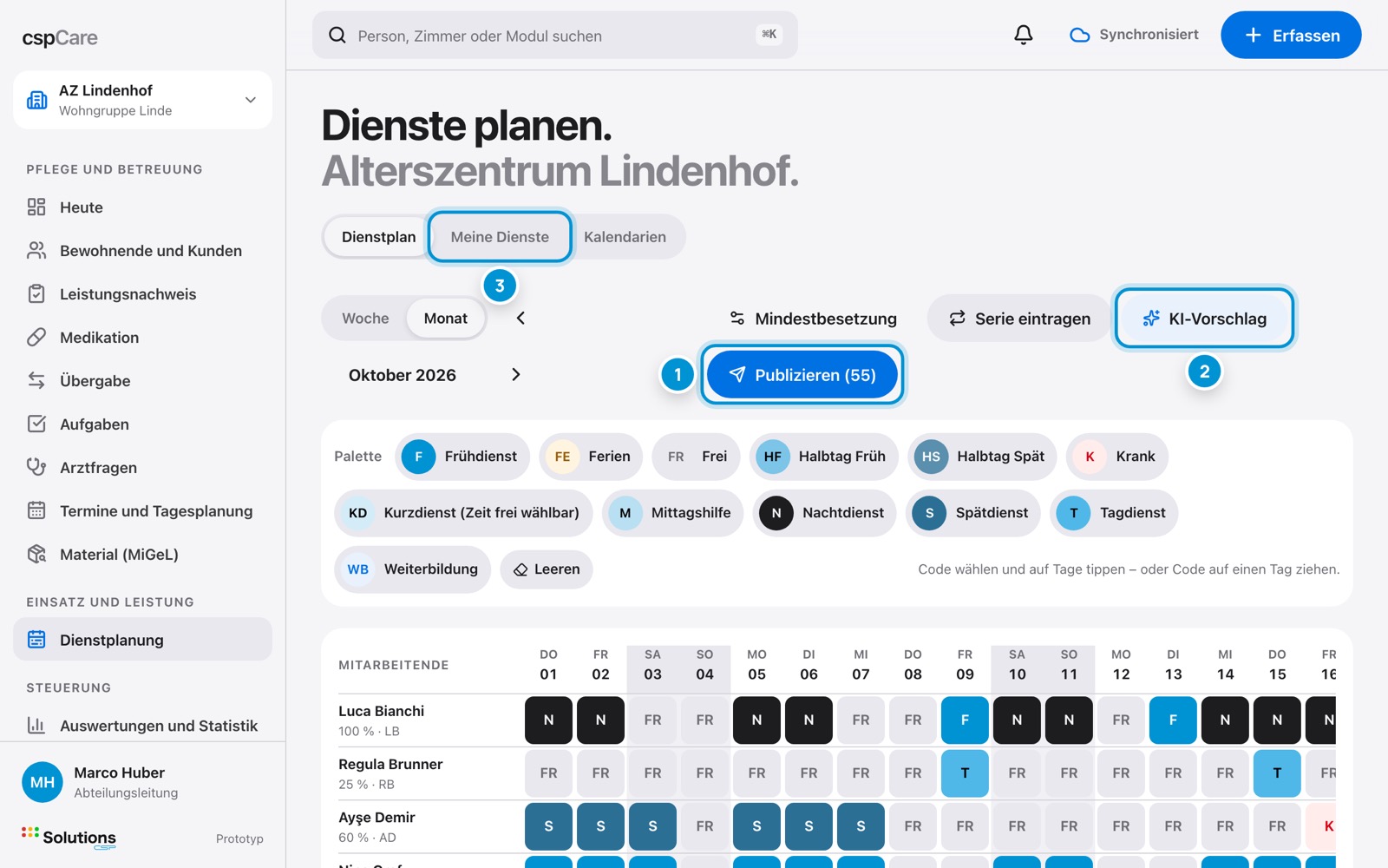 Publizieren. Der Plan wird verbindlich.