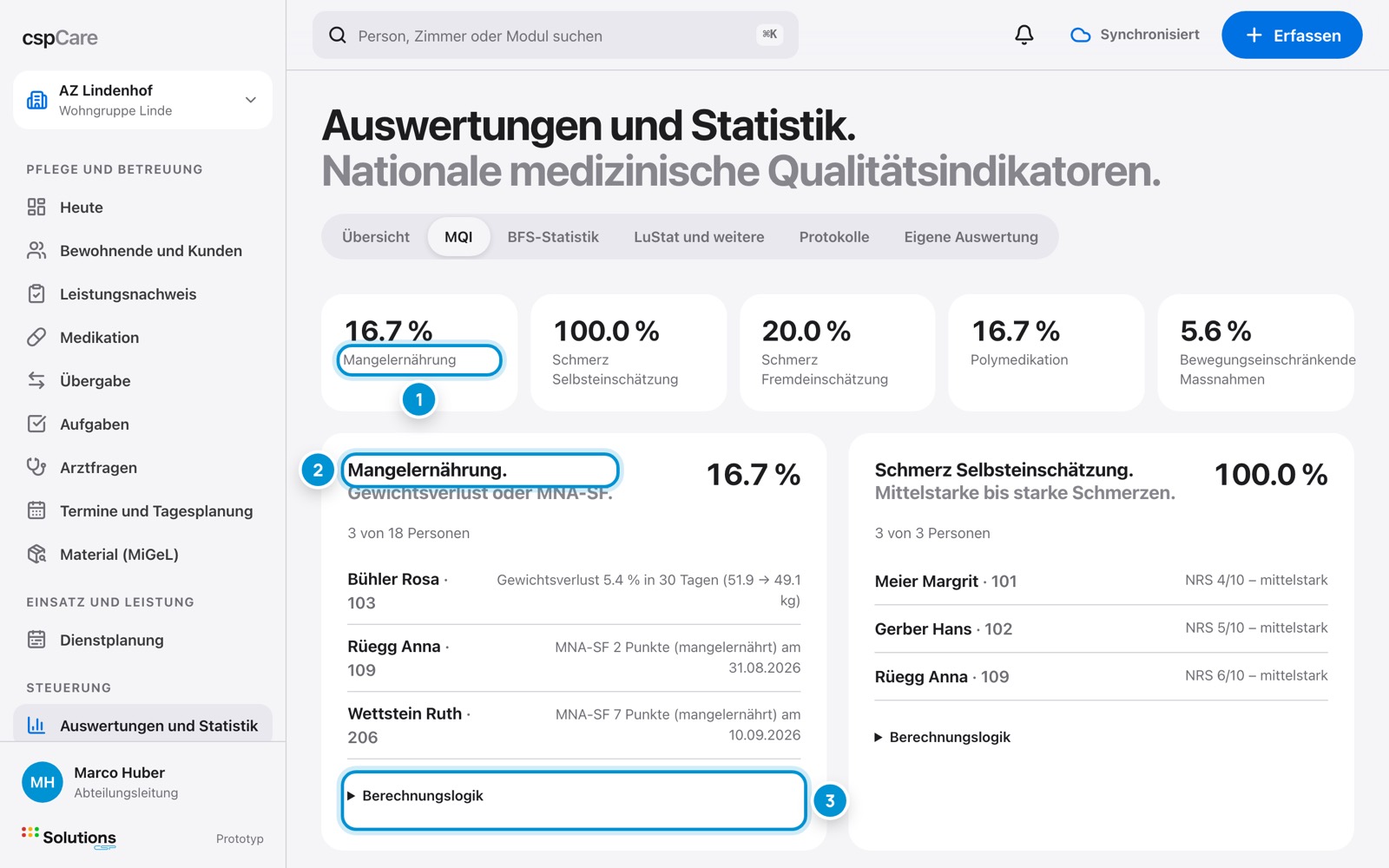 Qualitätsindikatoren. MQI nach BAG.