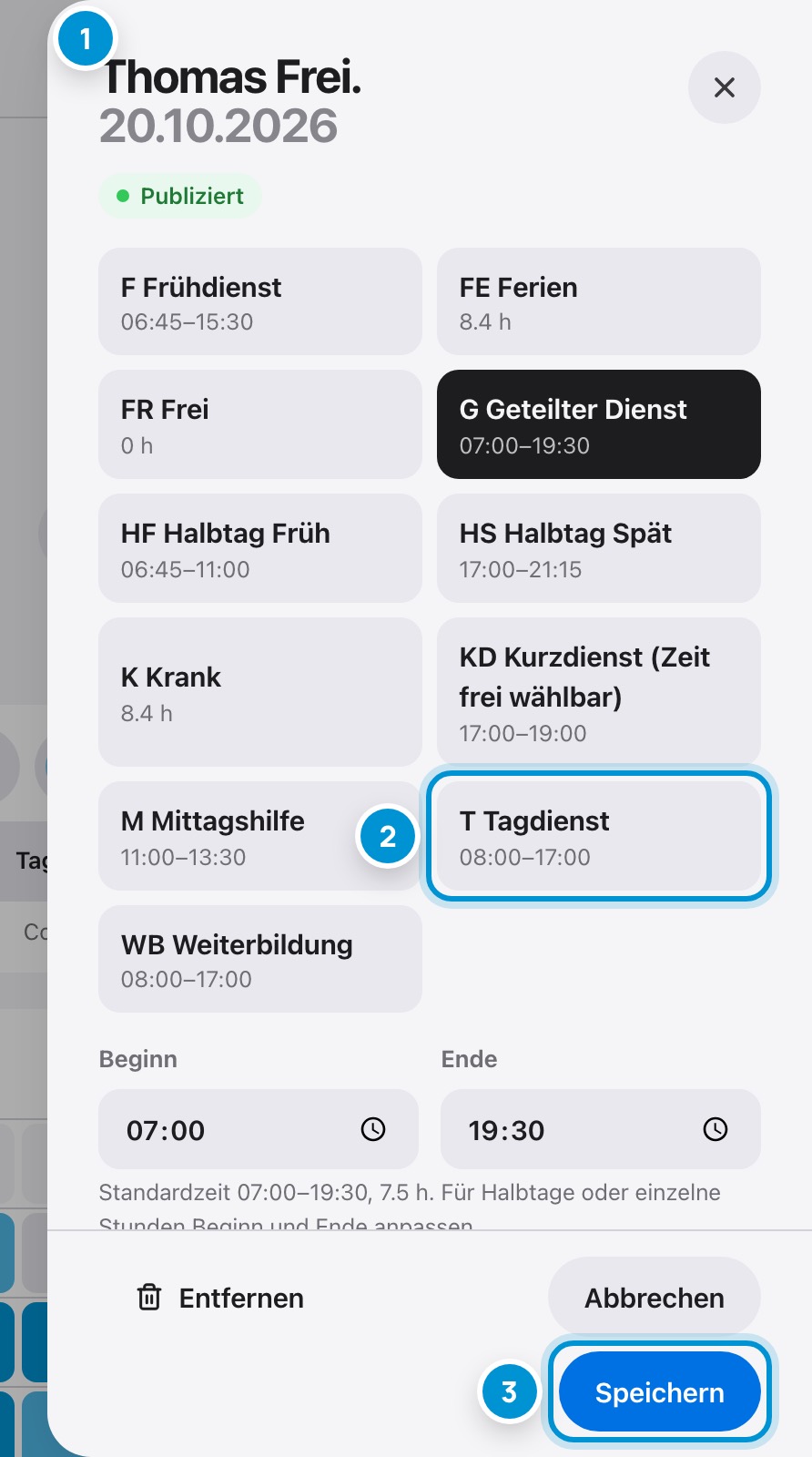 Einen Dienst setzen. Tag für Tag.