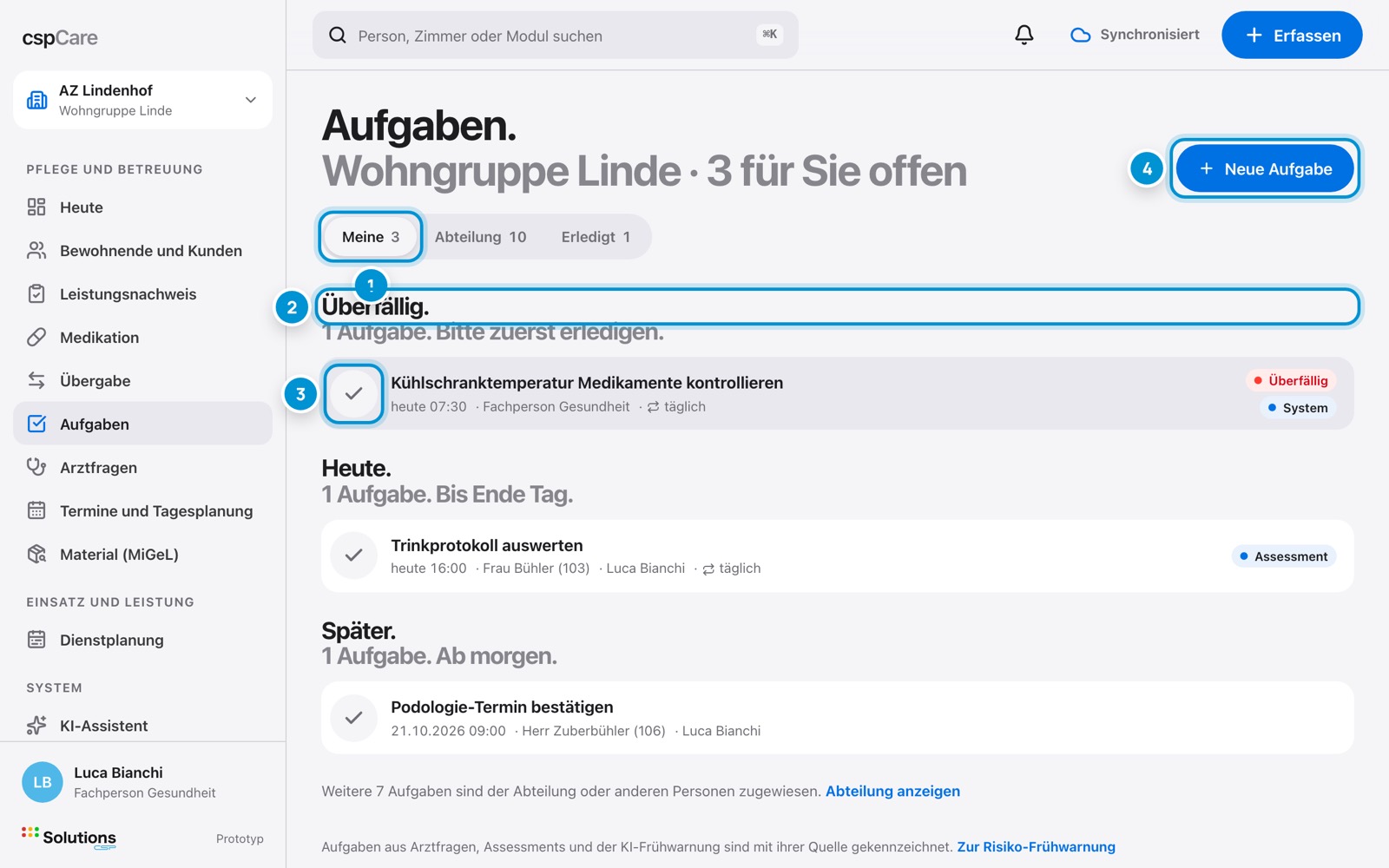 Ihre Aufgaben. Überfälliges zuerst.