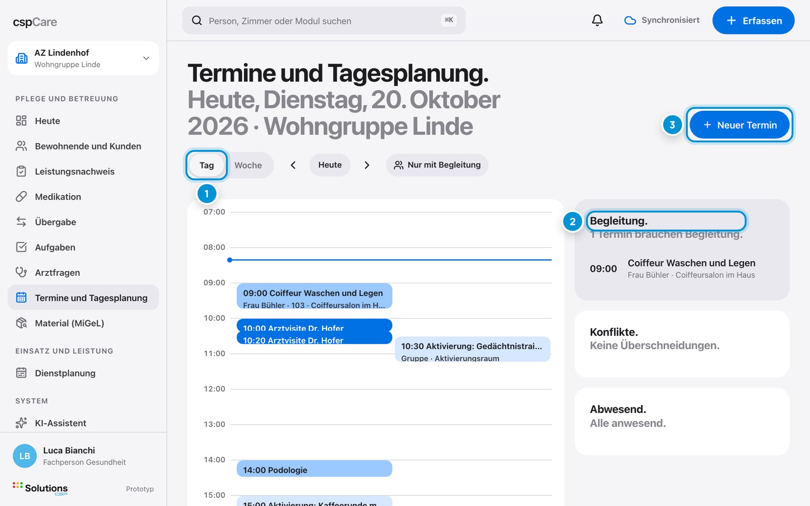 Termine. Mit Begleitung planen.