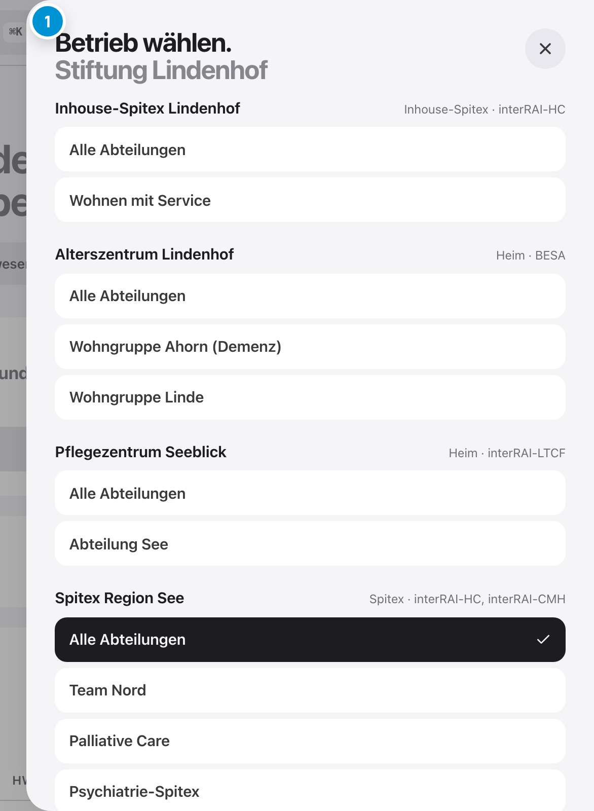 Betrieb und Abteilung. Wo Sie gerade arbeiten.