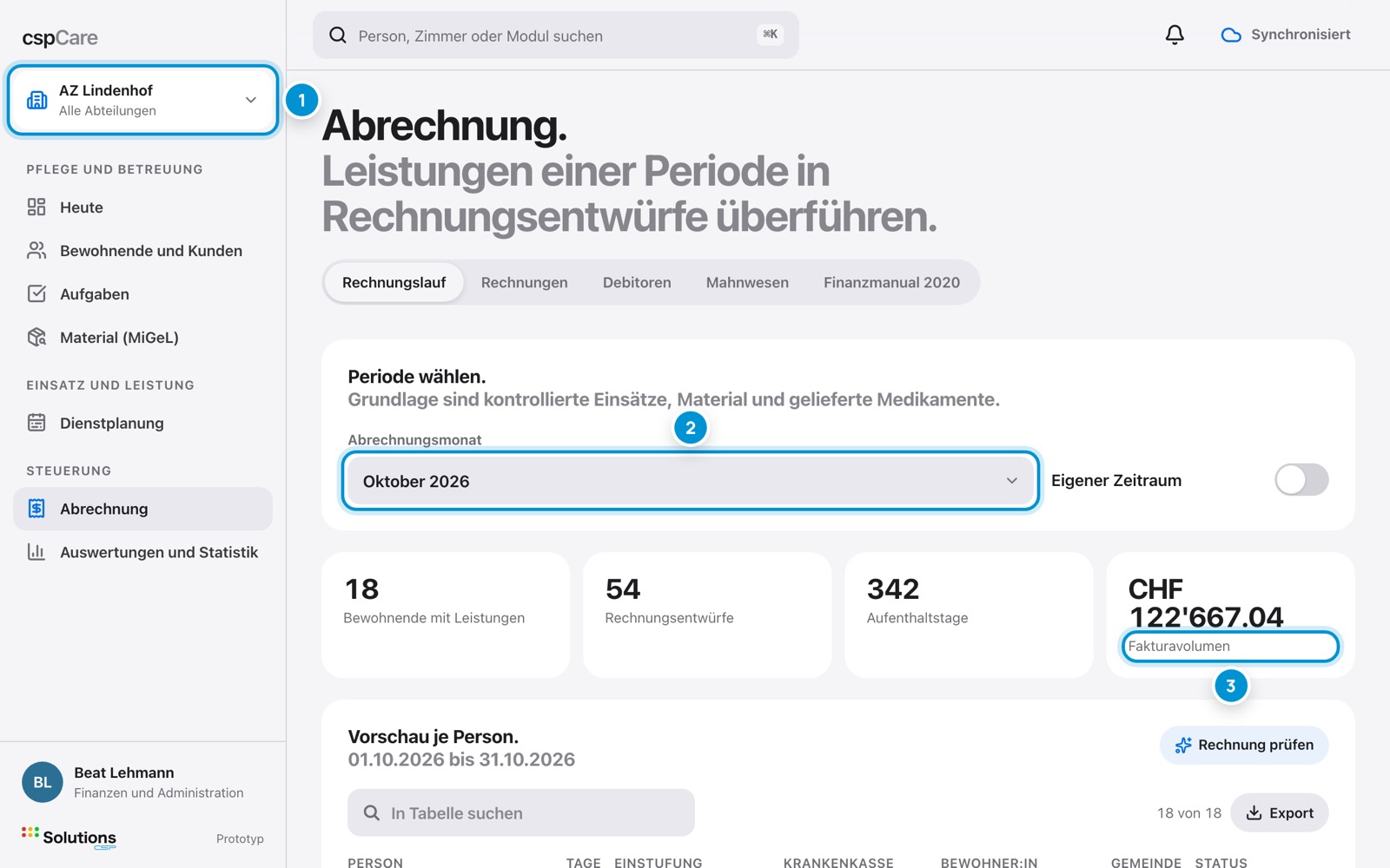 Im Heim abrechnen. Aufenthaltstage statt Stunden.