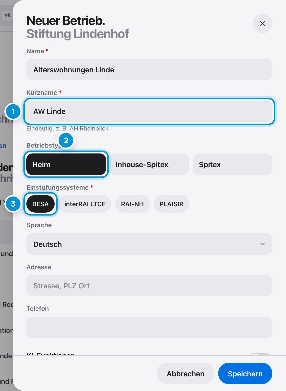 Neuen Betrieb hinzufügen. Die Gruppe wächst.