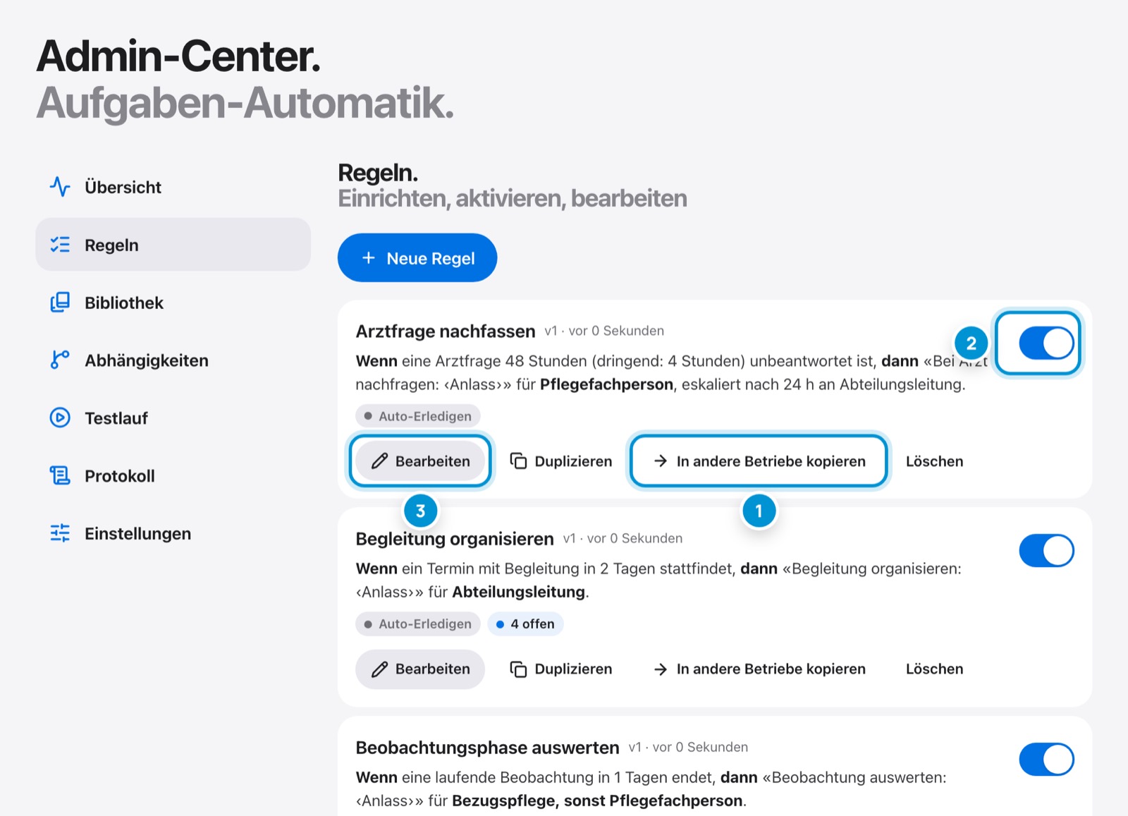 Regeln kopieren. In andere Betriebe.