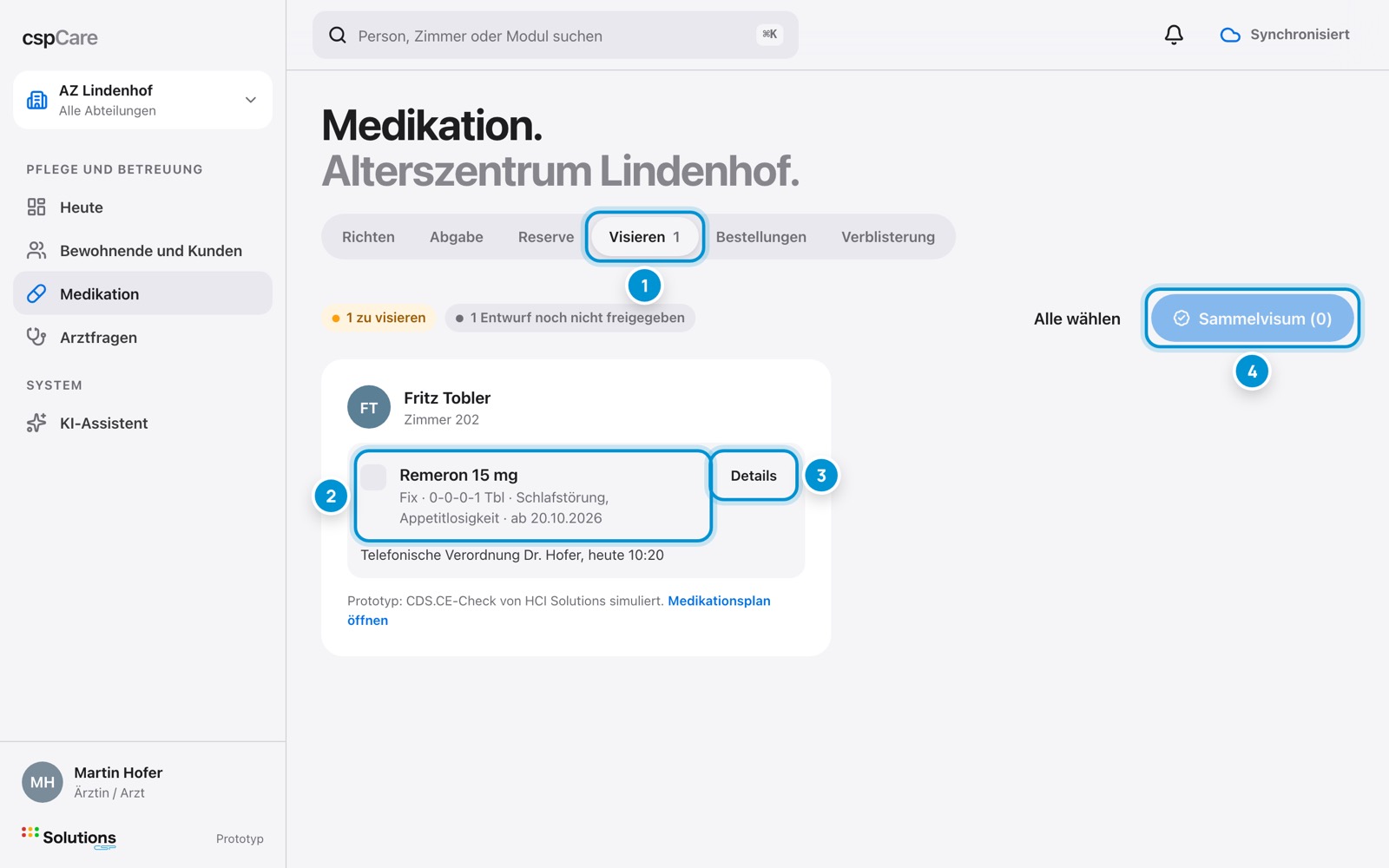 Zu visieren. Medikation › Visieren.