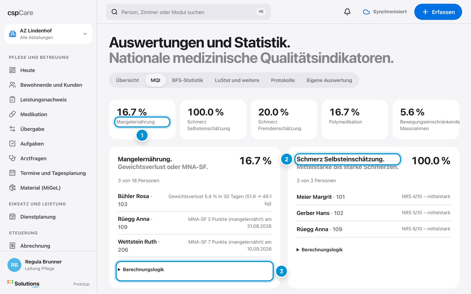 Qualitätsindikatoren. MQI aus der Dokumentation.