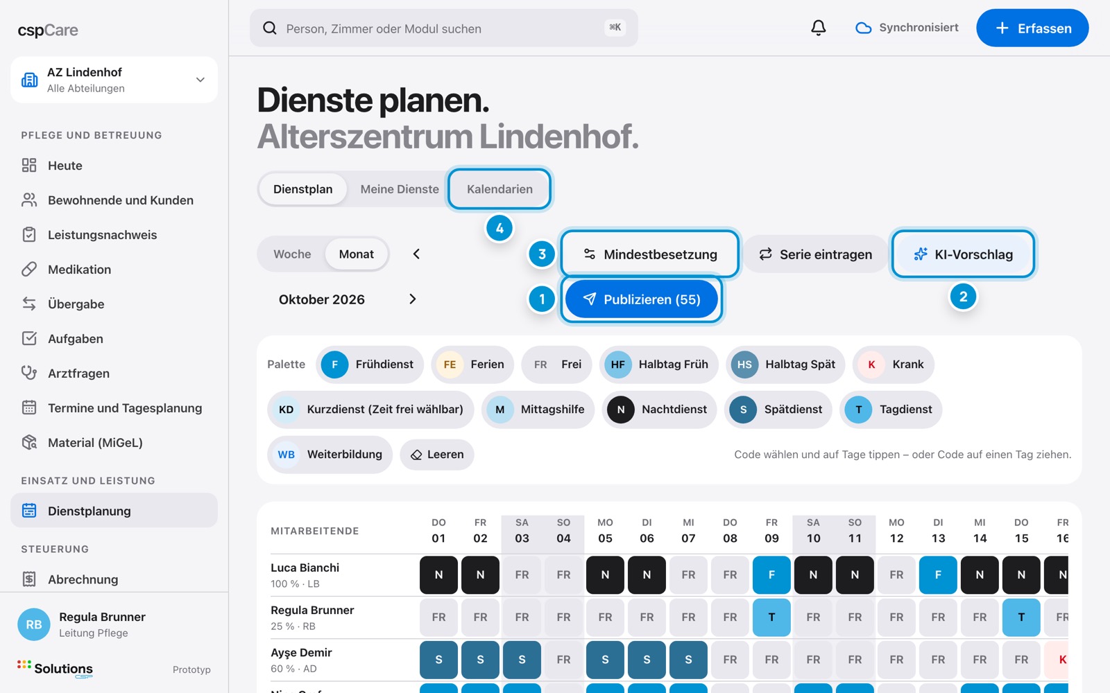 Plan prüfen, publizieren. Die Leitung gibt frei.