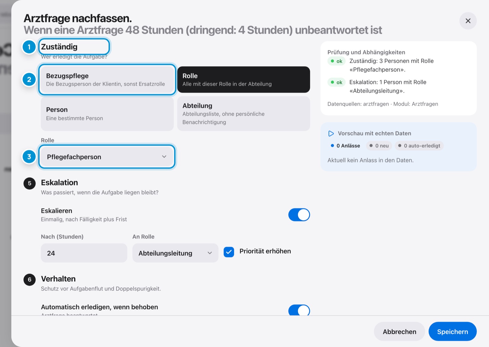 Zuständig und Eskalation. Wer erledigt die Aufgabe.