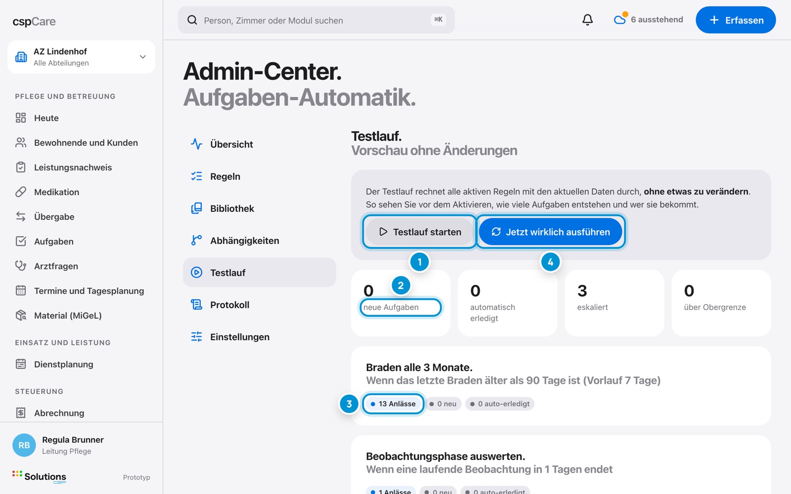 Testlauf. Erst schauen, dann aktivieren.