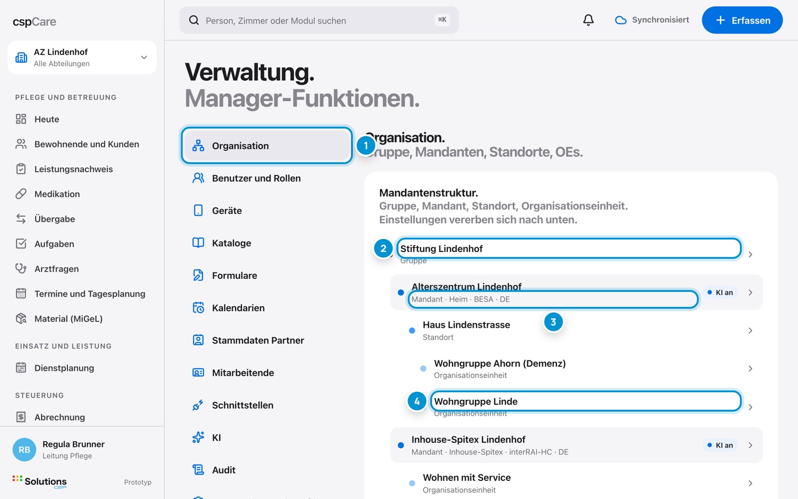 Organisation. Gruppe, Betrieb, Abteilung.