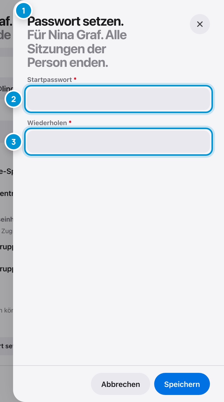 Passwort setzen. Startpasswort vergeben.