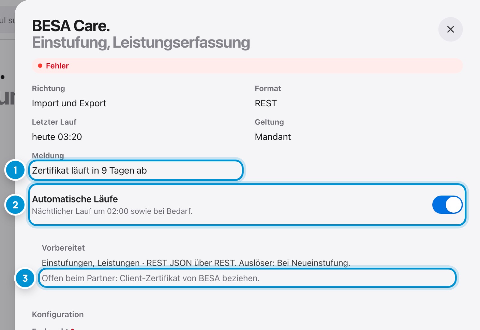 Anbindung prüfen. Konfiguration und Test.