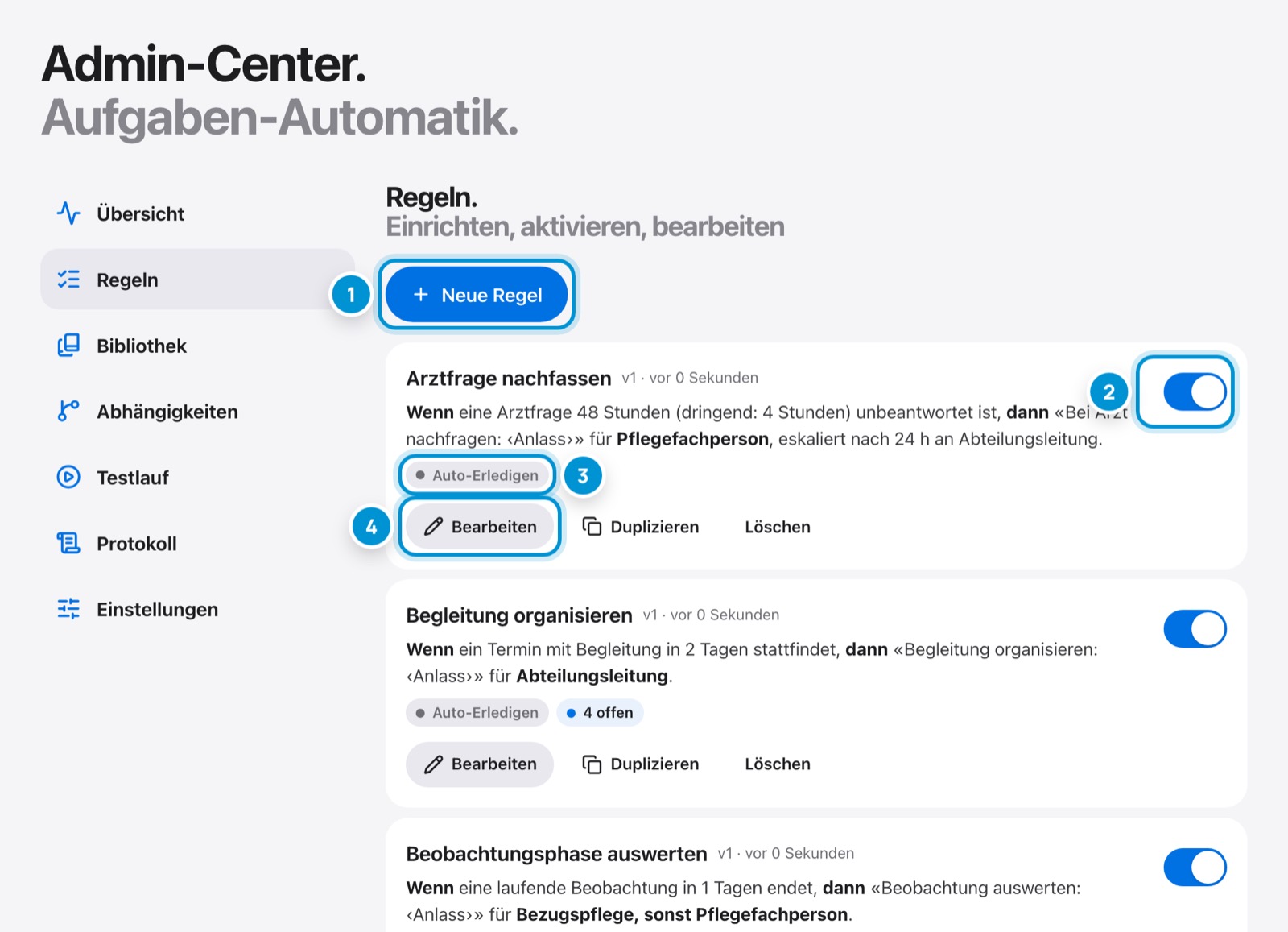 Regeln. Aktiv, anpassbar, versioniert.