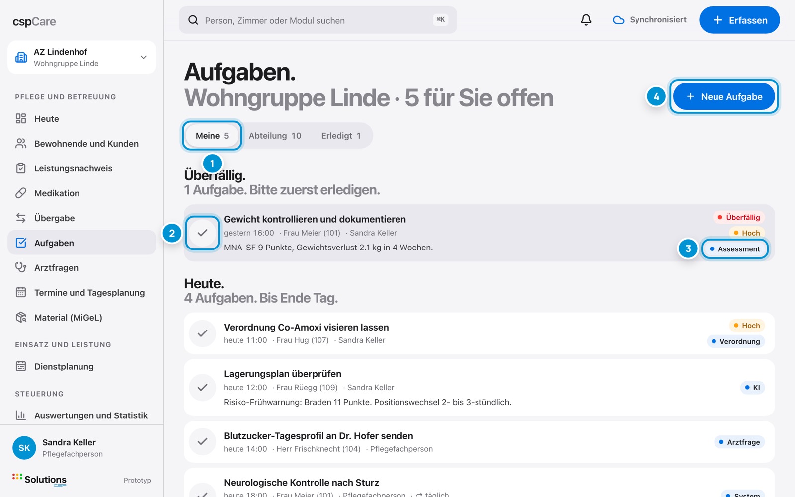 Ihre Aufgaben. Überfälliges zuerst.
