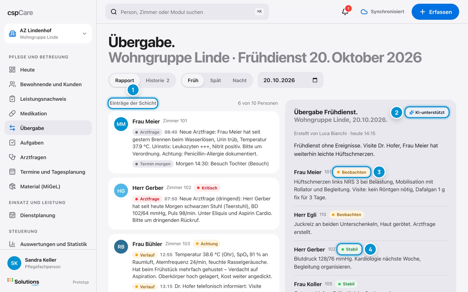 Übergabe mit KI. Entwurf aus der Schicht.