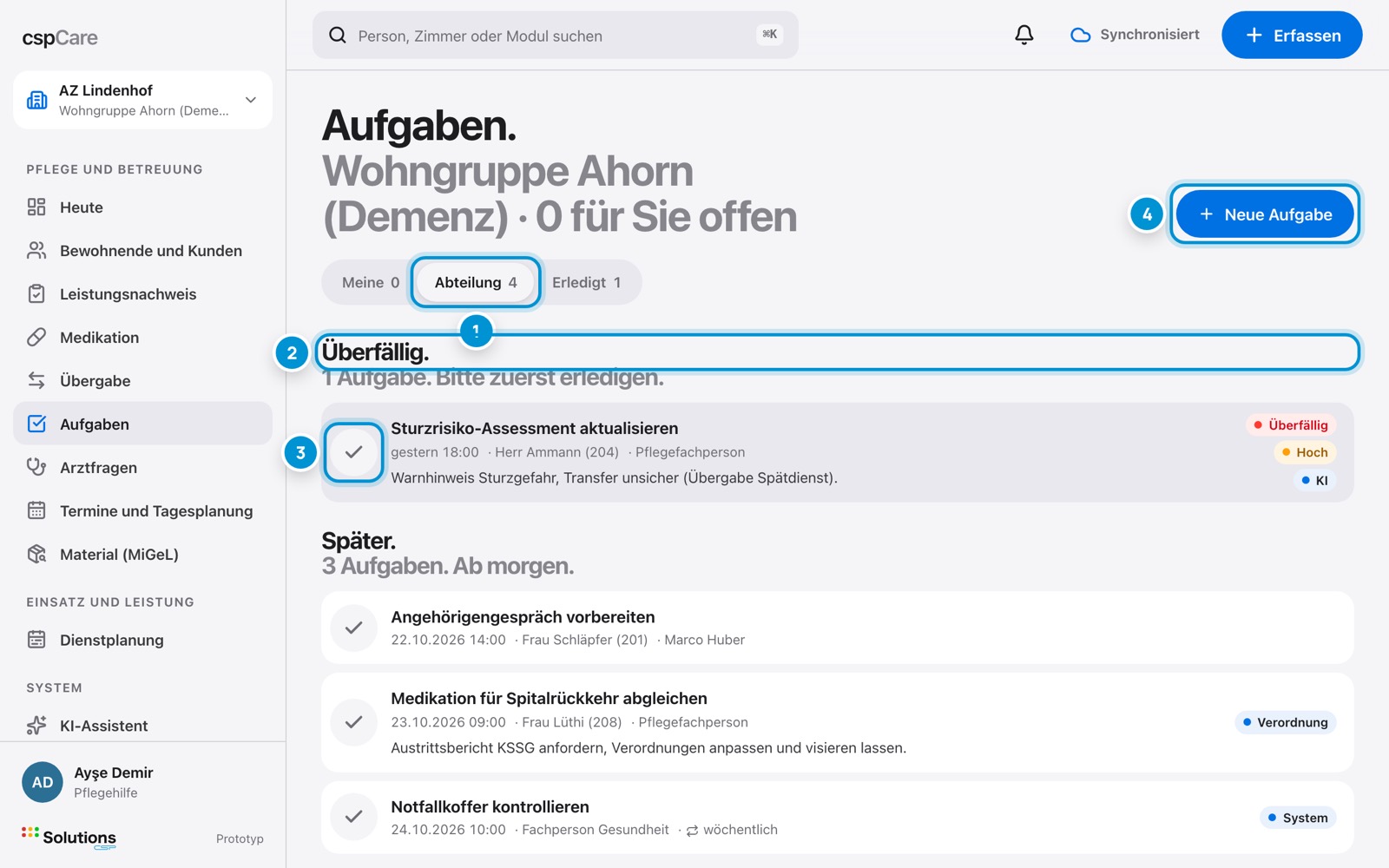 Aufgaben. Meine und die der Abteilung.