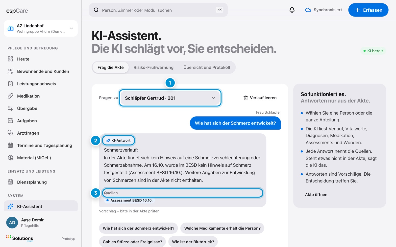 Frag die Akte. Antworten mit Quelle.